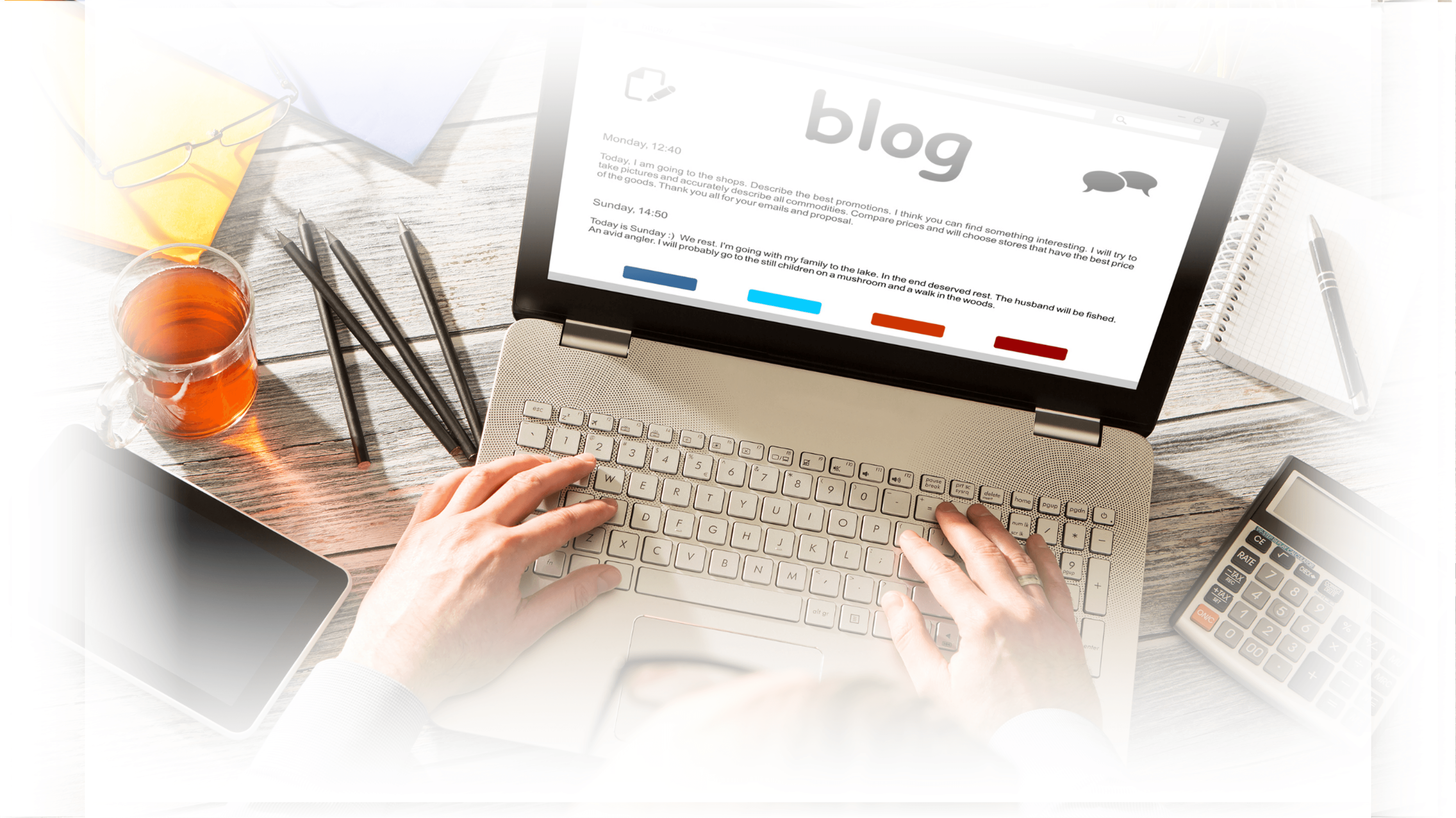 Business leader reading blog on AI and digital transformation